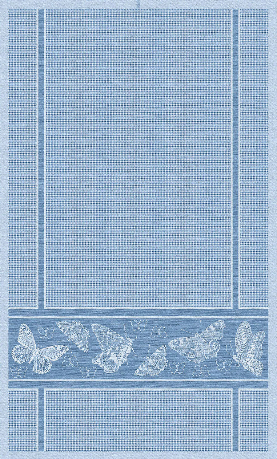 Waffeltuch Halbleinen Schmetterling mittelblau