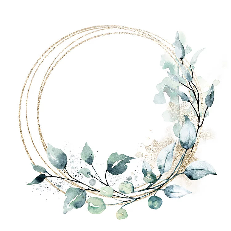 Lunch Serviette "Golden leaves wreath" 33x33cm - 20Stk.