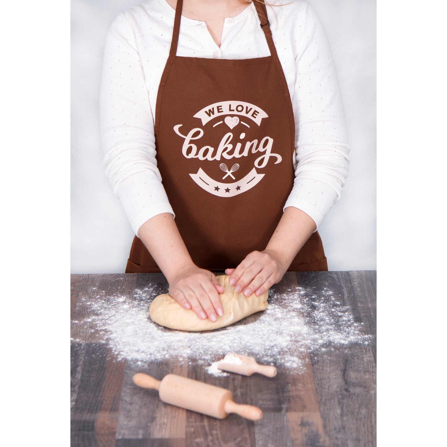we love baking - Backschürze 68x80cm braun