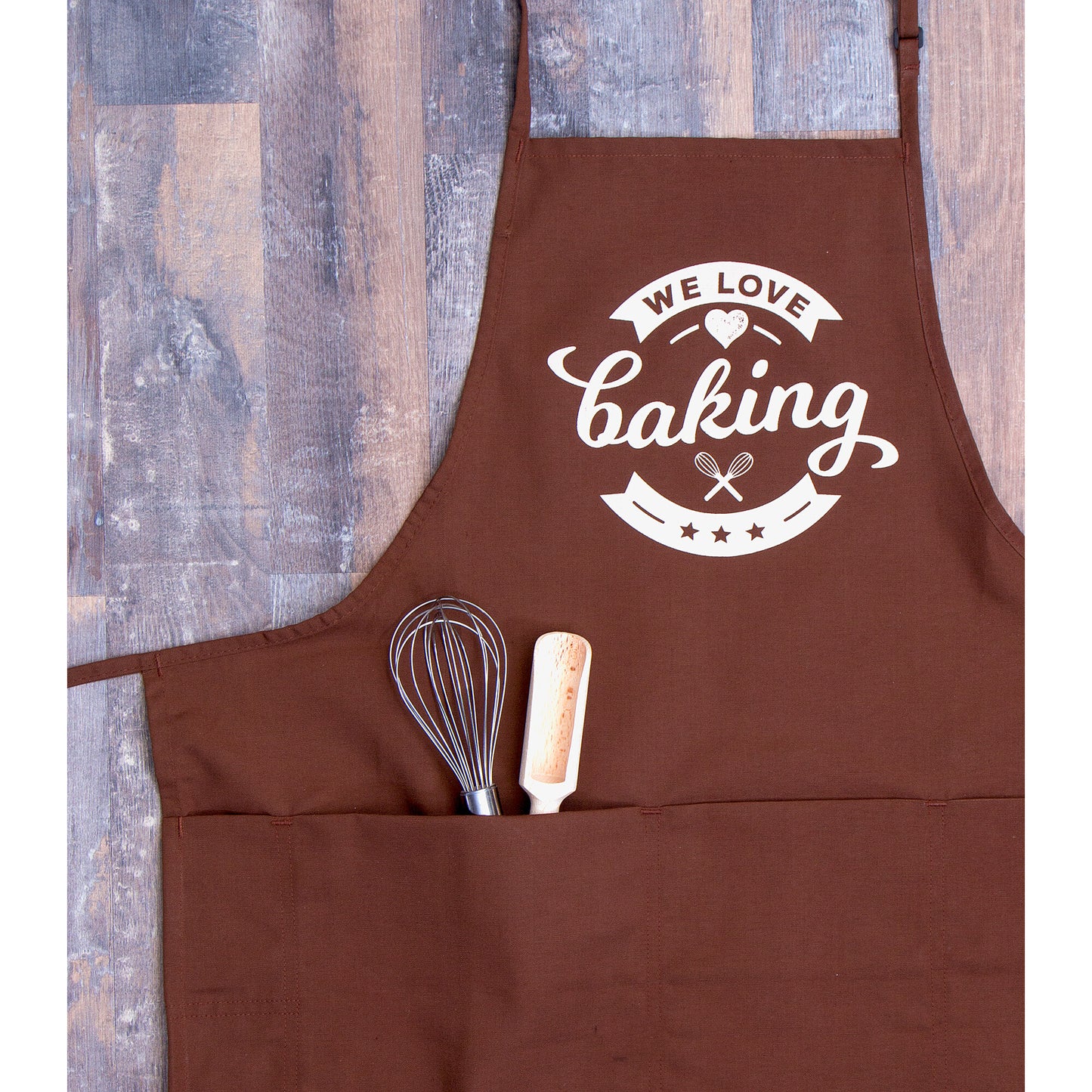 we love baking - Backschürze 68x80cm braun