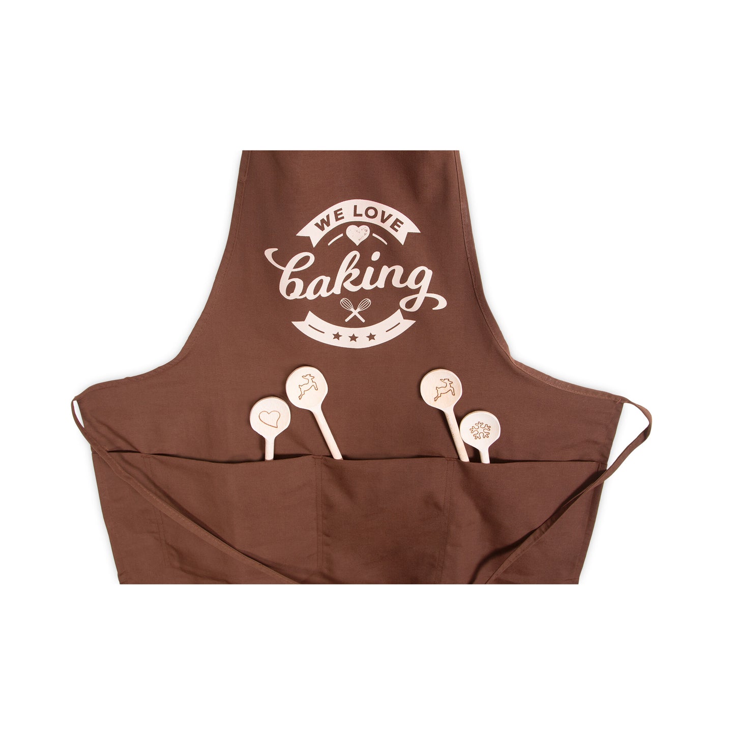 we love baking - Backschürze 68x80cm braun