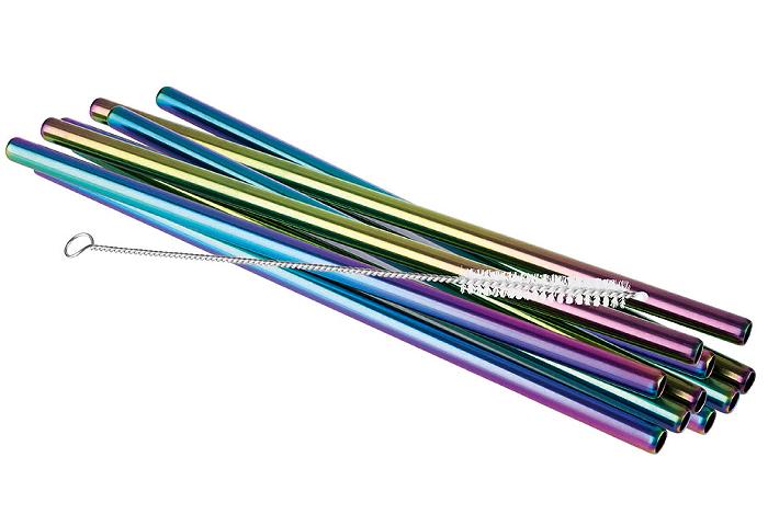 Trinkhalm Edelstahl Regenbogen - 11tlg.