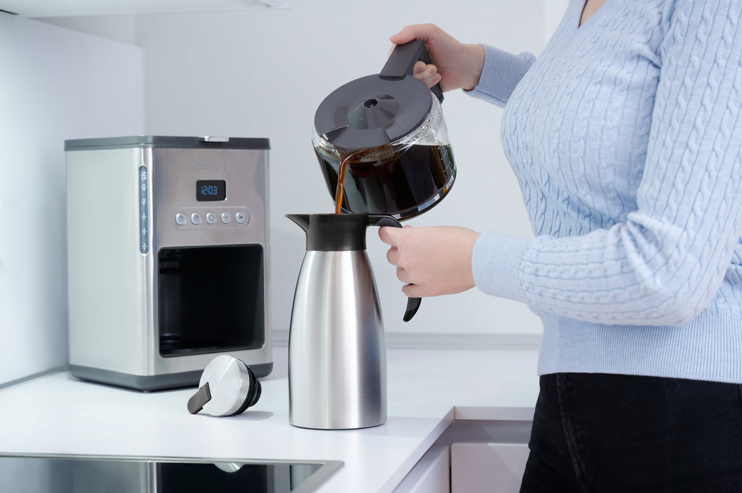Soft Grip Isolierkanne Edelstahl 1,0 Liter schwarz