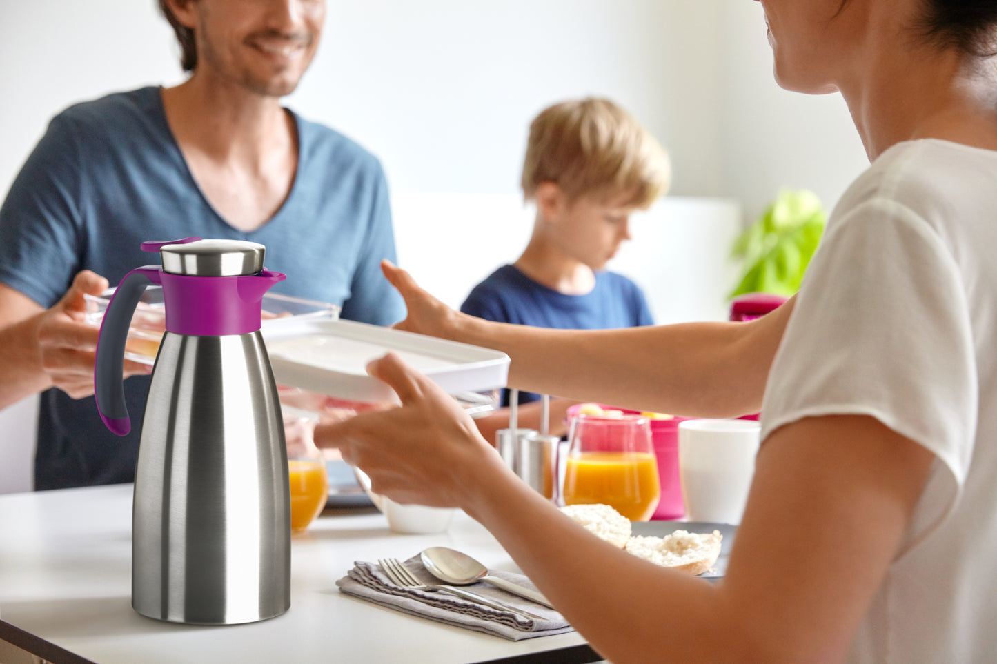 Soft Grip Isolierkanne Edelstahl 1,0 Liter grün