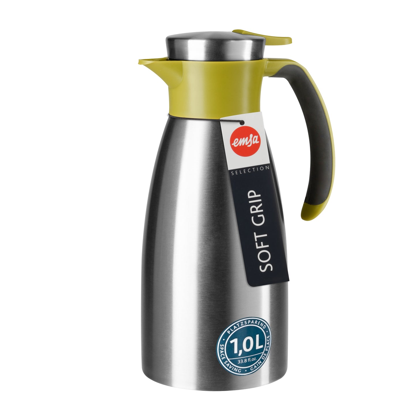 Soft Grip Isolierkanne Edelstahl 1,0 Liter grün