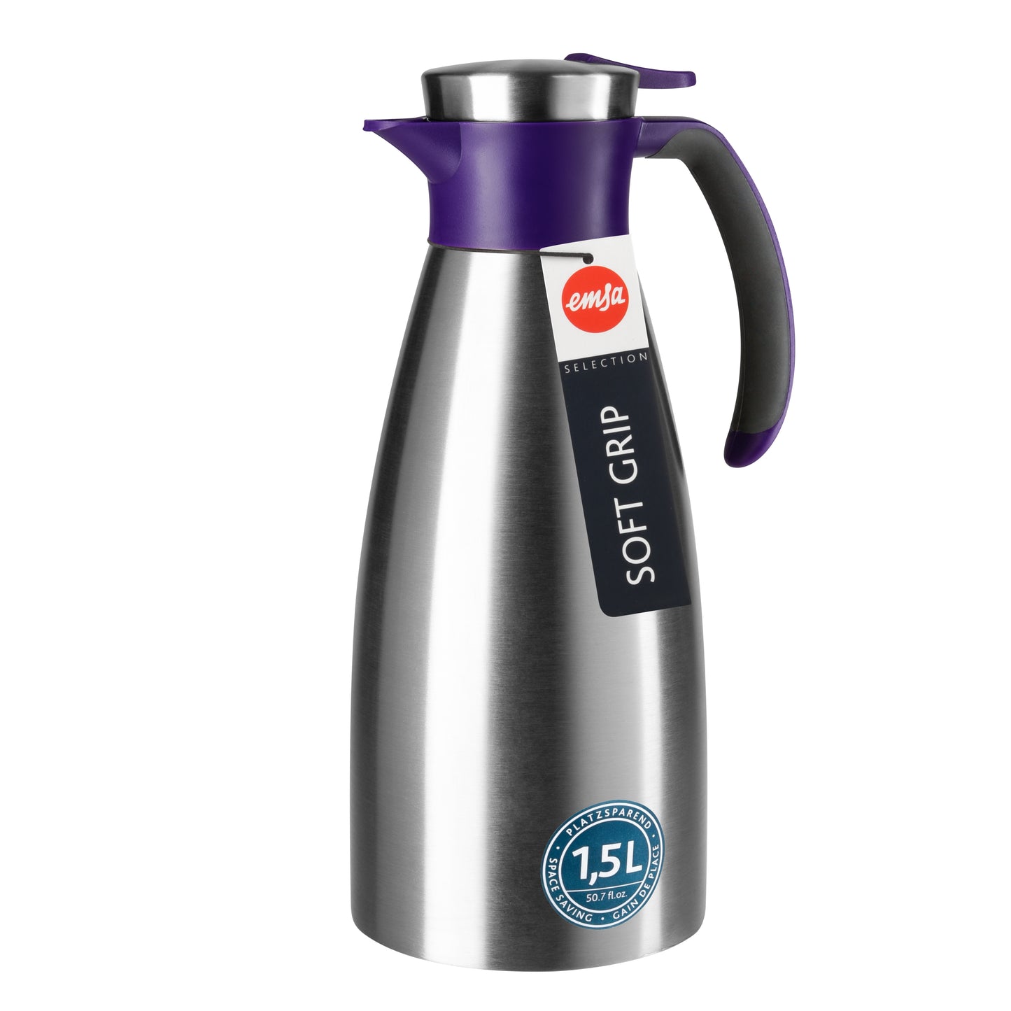 Soft Grip Isolierkanne Edelstahl 1,5 Liter blau