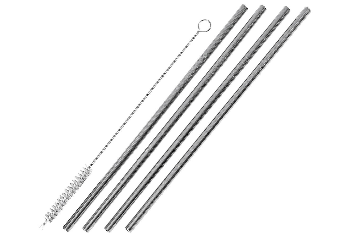 Trinkhalm Edelstahl gerade mit Reinigungsbürste 21,5cm - 4er