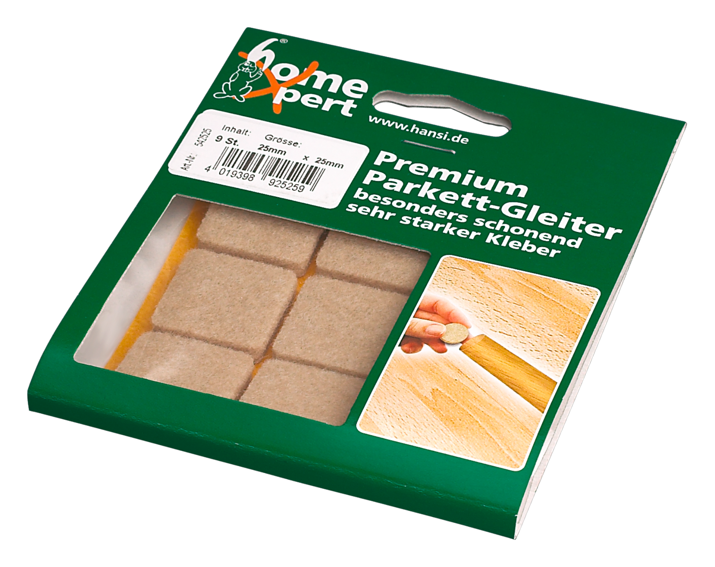 Parkett Gleiter 25x25mm natur- 9 Stück