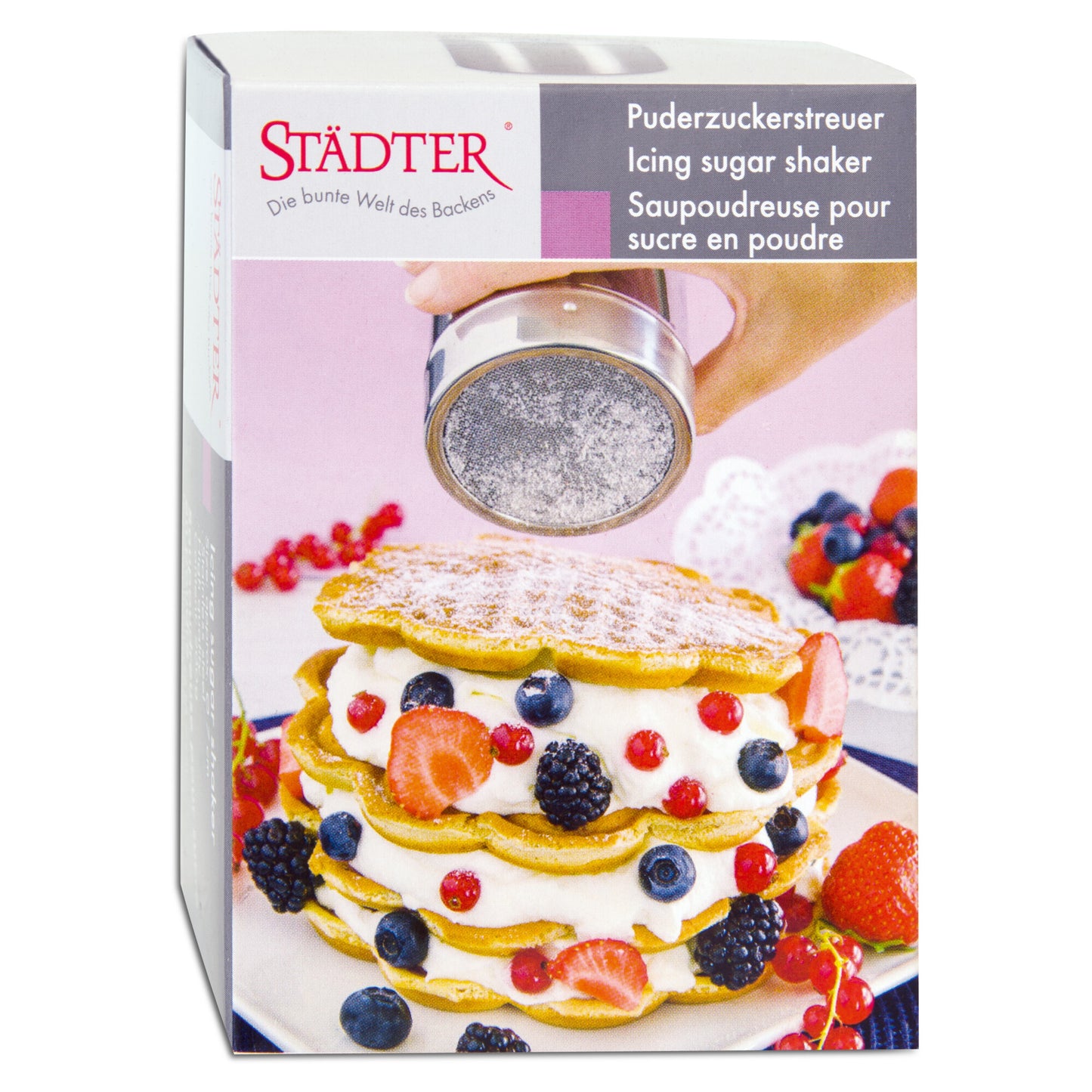 Puderzucker Streuer mit Deckel, 200g, Edelstahl