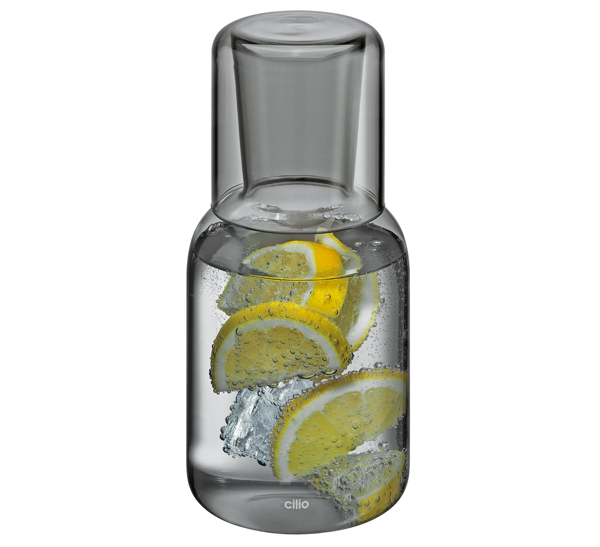 Wasserkaraffe mit Trinkglas grau
