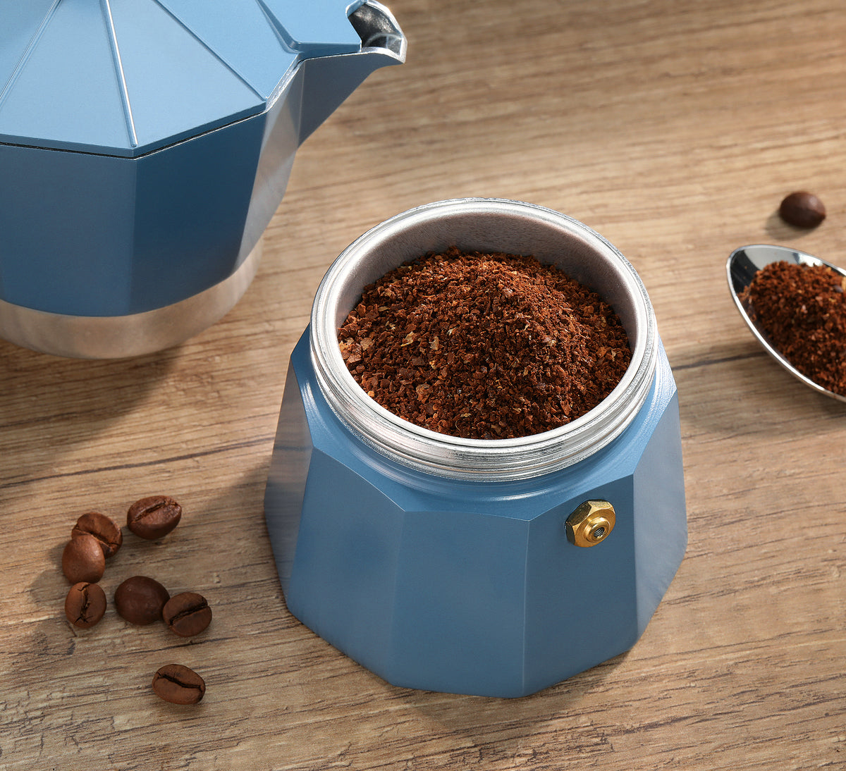 Espressokocher Legno 6Tassen - blu