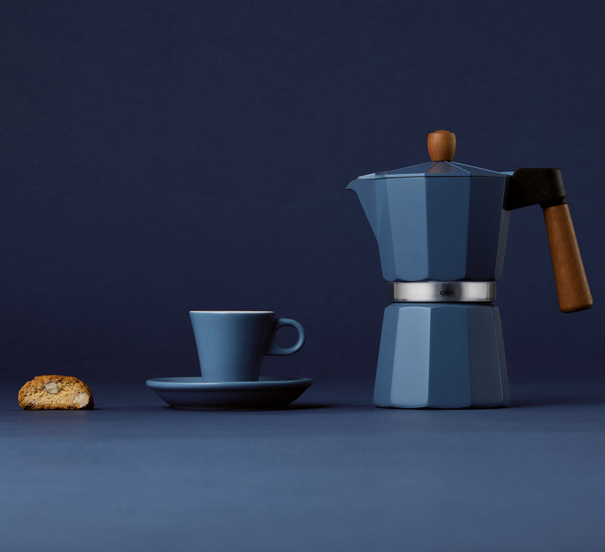 Espressokocher Legno 6Tassen - blu