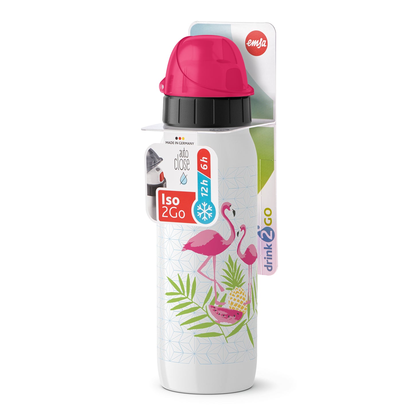 Trinkflasche Iso2go 0,5 Liter - Flamingo