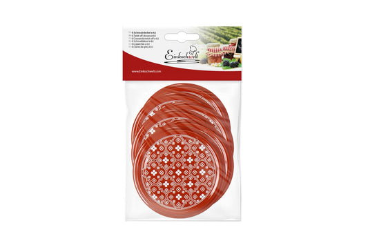 Twist-Off Deckel Ø82mm rot/weiß Blumen - 6 Stück