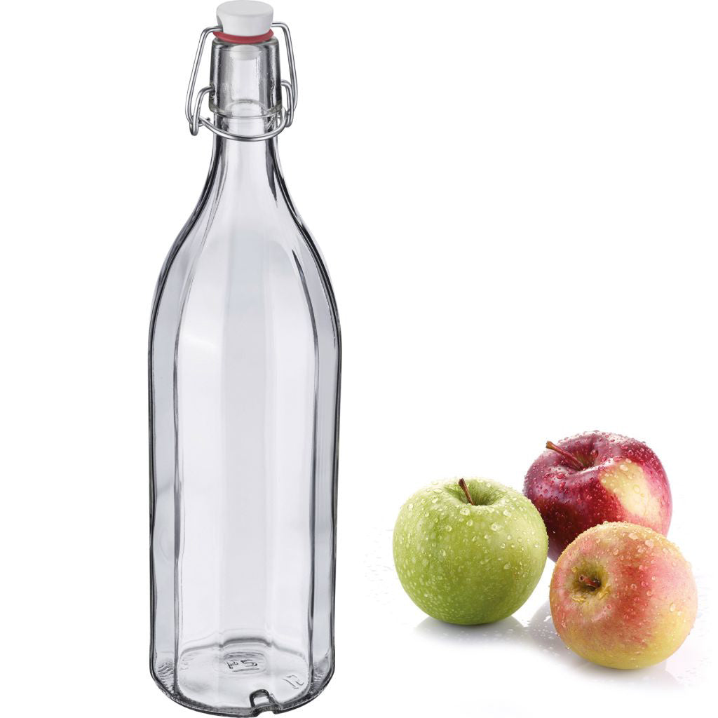 Bügelverschlussflasche mehrkant, 1 Liter