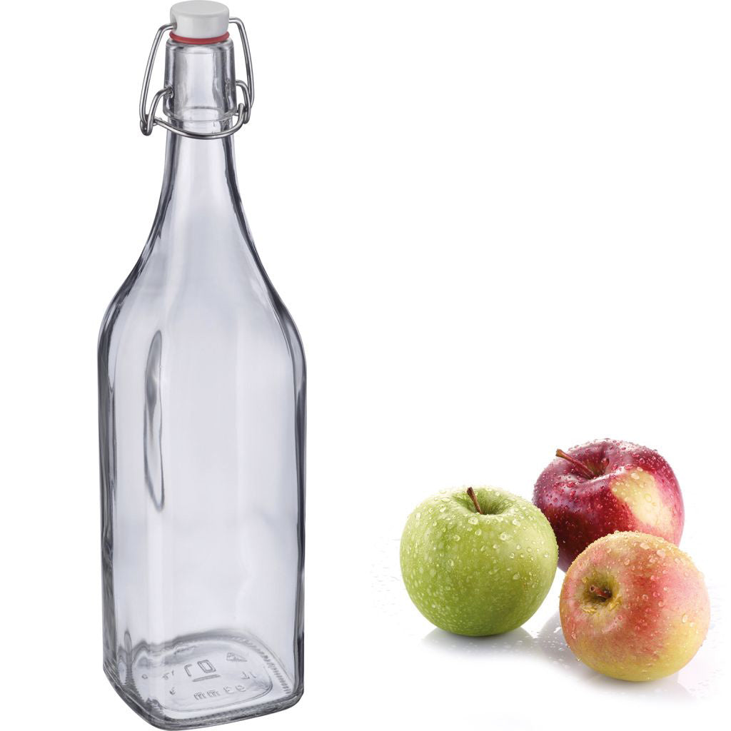 Bügelverschlussflasche eckig, 1 Liter