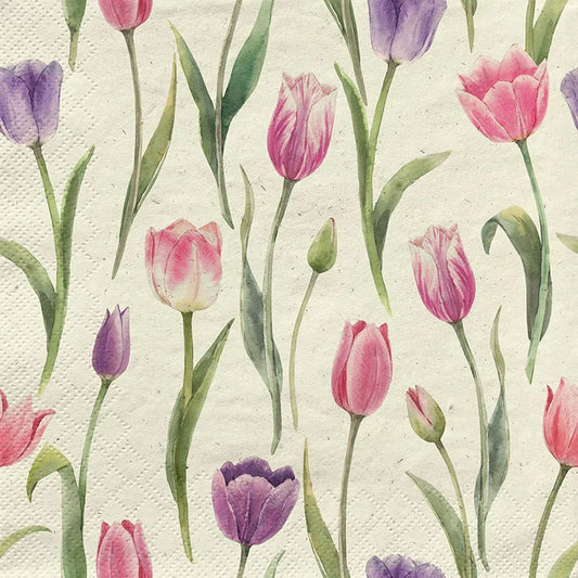 Lunch Serviette "romantic tulips" 33x33cm - 20Stk.