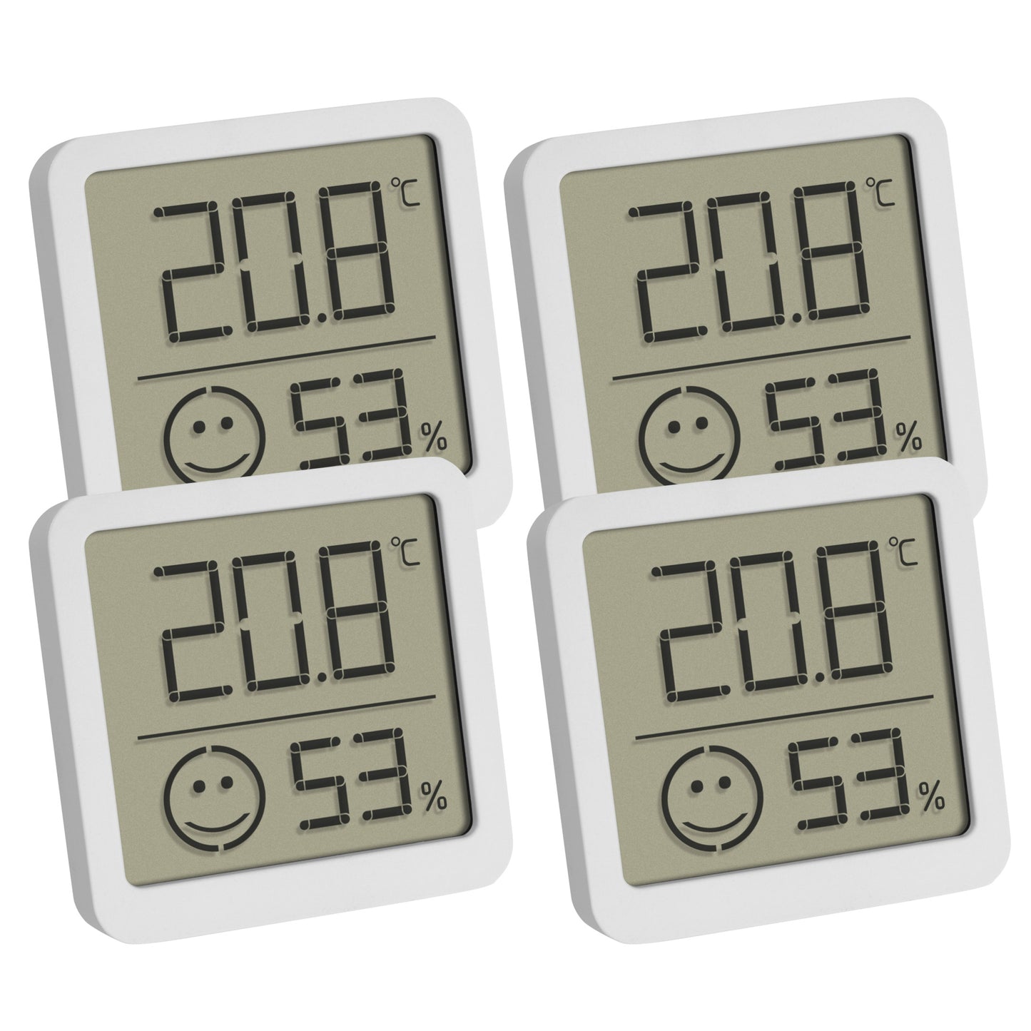 Digitales Thermo-Hygrometer mit Komfortzone - 4er Set