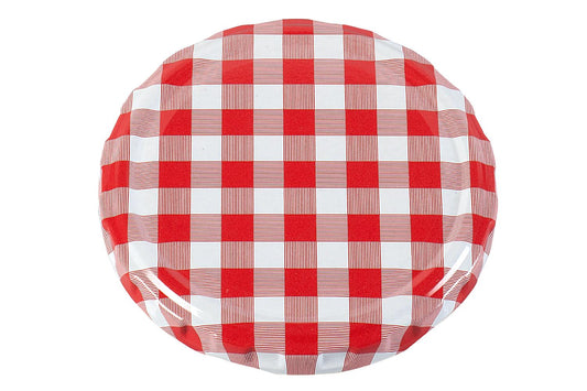 Twist-Off Deckel Ø82mm rot/weiß - 10 Stück