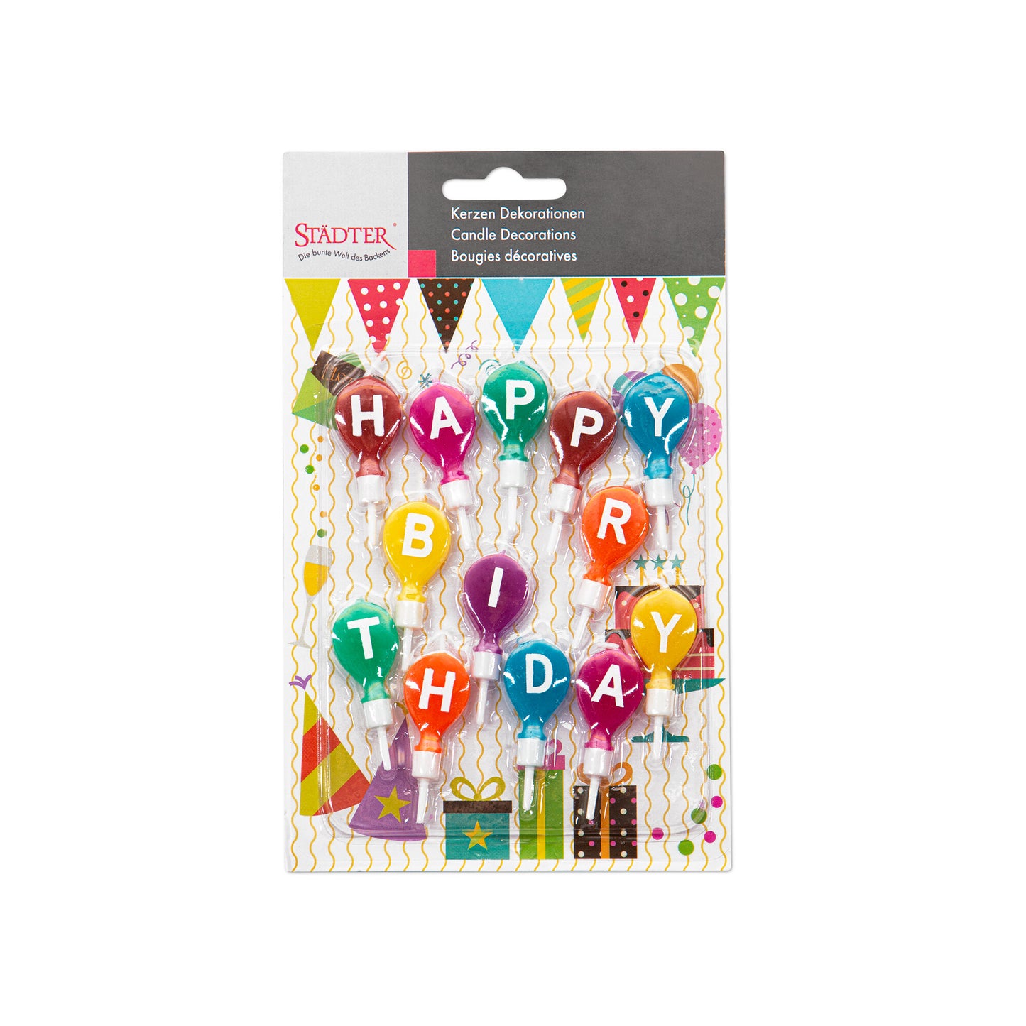 Geburtstagskerzen mit Halter Happy Birthday 13tlg.